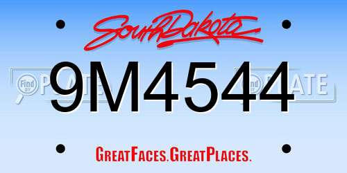 9M4544 South Dakota License Plate