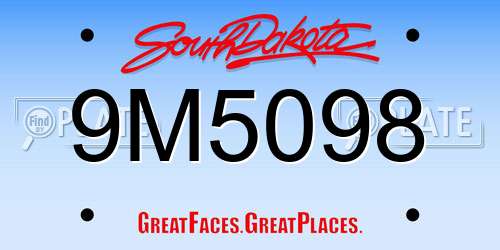 9M5098 South Dakota License Plate