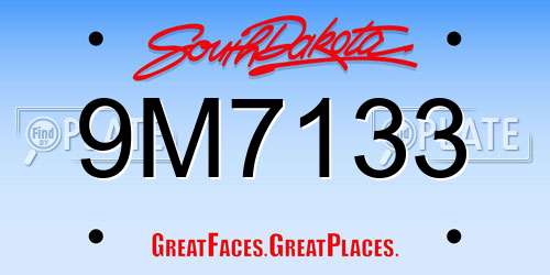 9M7133 South Dakota License Plate