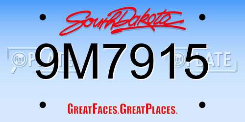 9M7915 South Dakota License Plate