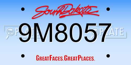 9M8057 South Dakota License Plate