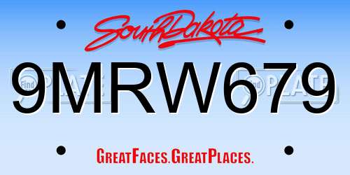 9MRW679 South Dakota License Plate