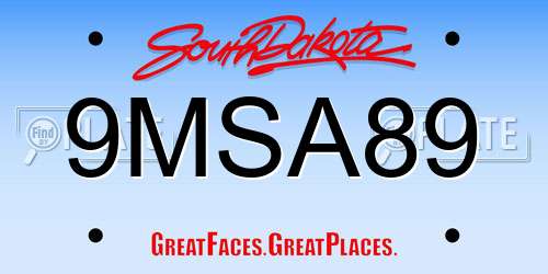 9MSA89 South Dakota License Plate