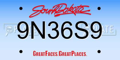 9N36S9 South Dakota License Plate
