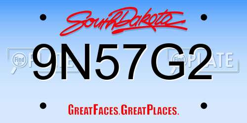 9N57G2 South Dakota License Plate