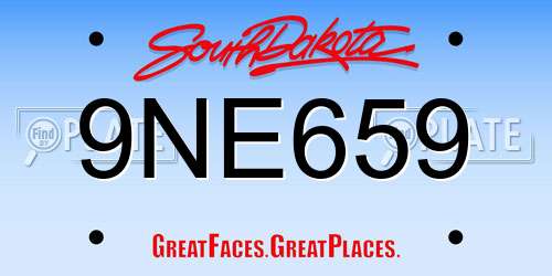 9NE659 South Dakota License Plate