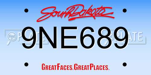 9NE689 South Dakota License Plate