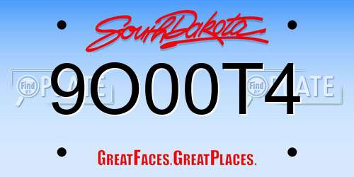 9O00T4 South Dakota License Plate