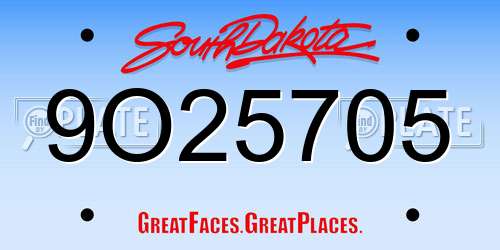 9O25705 South Dakota License Plate