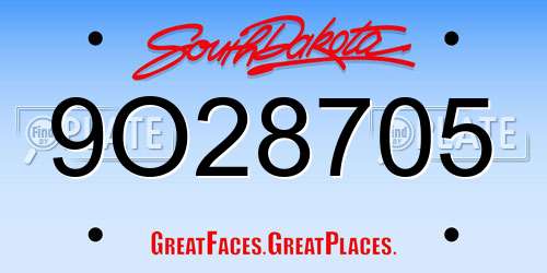 9O28705 South Dakota License Plate