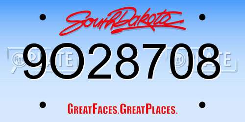 9O28708 South Dakota License Plate