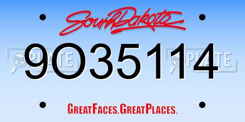 9O35114 South Dakota License Plate