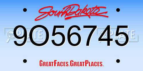 9O56745 South Dakota License Plate