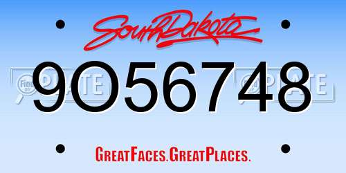 9O56748 South Dakota License Plate