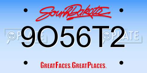9O56T2 South Dakota License Plate
