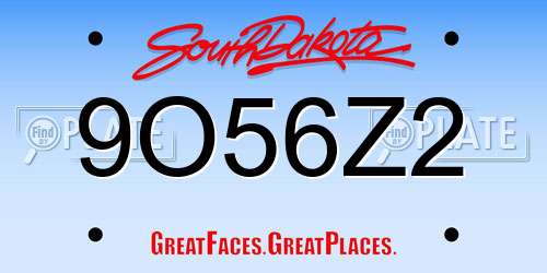 9O56Z2 South Dakota License Plate