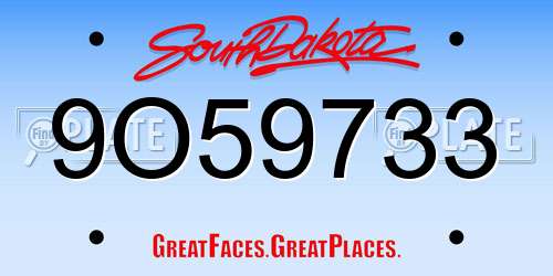 9O59733 South Dakota License Plate