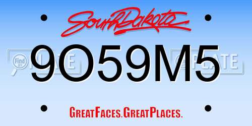 9O59M5 South Dakota License Plate