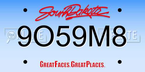 9O59M8 South Dakota License Plate