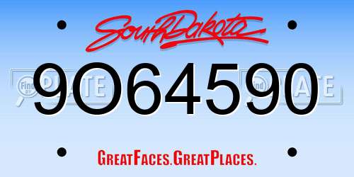 9O64590 South Dakota License Plate
