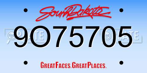 9O75705 South Dakota License Plate