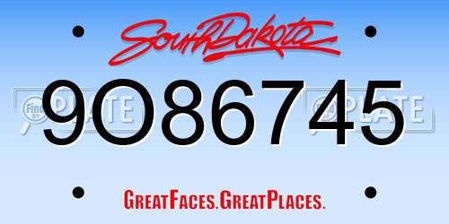 9O86745 South Dakota License Plate