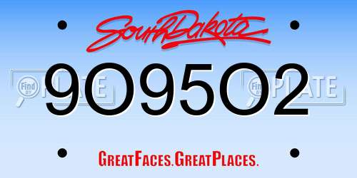 9O95O2 South Dakota License Plate