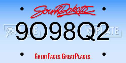 9O98Q2 South Dakota License Plate