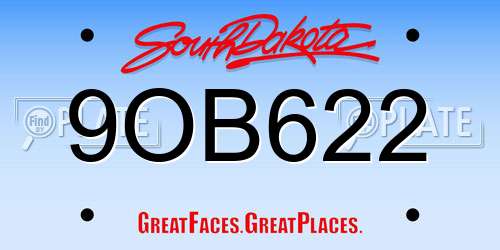 9OB622 South Dakota License Plate