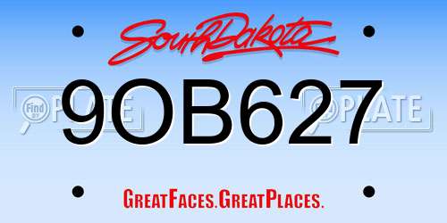 9OB627 South Dakota License Plate