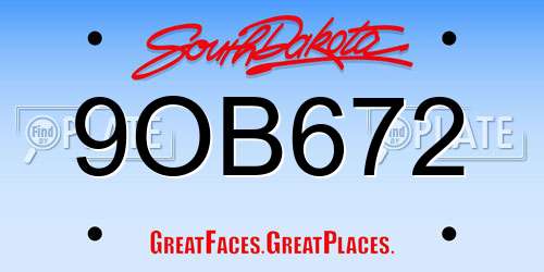 9OB672 South Dakota License Plate