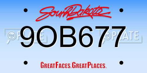 9OB677 South Dakota License Plate