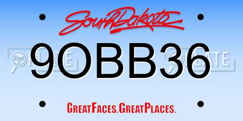 9OBB36 South Dakota License Plate