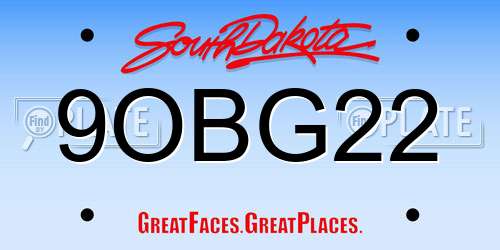 9OBG22 South Dakota License Plate