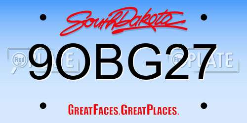 9OBG27 South Dakota License Plate