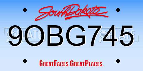 9OBG745 South Dakota License Plate