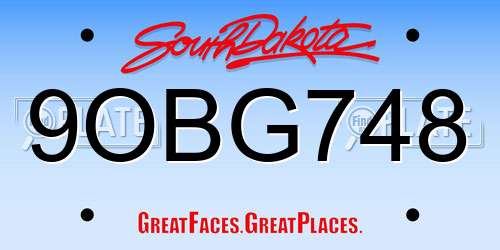9OBG748 South Dakota License Plate
