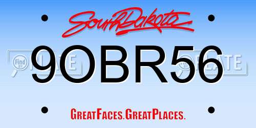 9OBR56 South Dakota License Plate