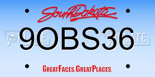 9OBS36 South Dakota License Plate