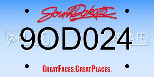 9OD024 South Dakota License Plate