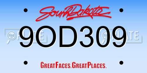9OD309 South Dakota License Plate