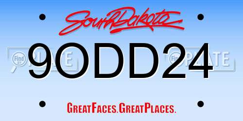 9ODD24 South Dakota License Plate