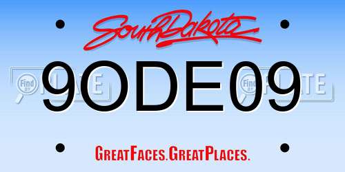 9ODE09 South Dakota License Plate