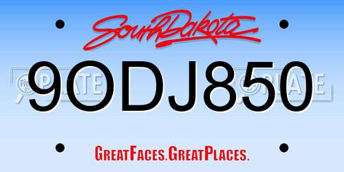 9ODJ850 South Dakota License Plate