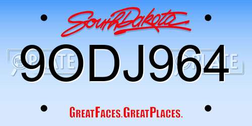 9ODJ964 South Dakota License Plate