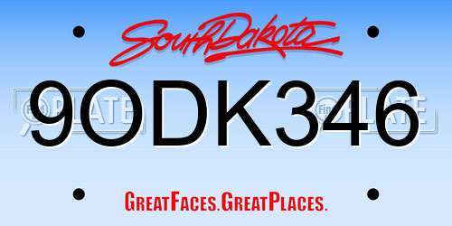 9ODK346 South Dakota License Plate