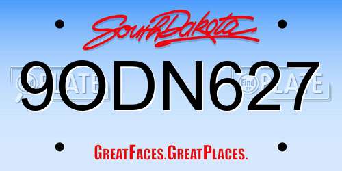 9ODN627 South Dakota License Plate
