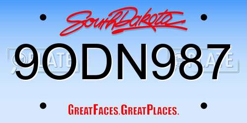 9ODN987 South Dakota License Plate