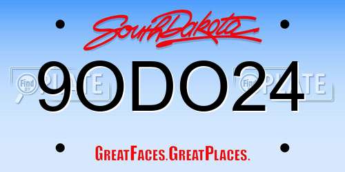 9ODO24 South Dakota License Plate
