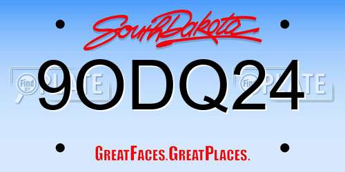 9ODQ24 South Dakota License Plate